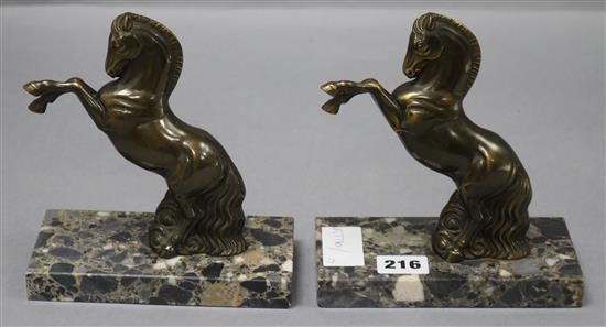 A pair of Art Deco horse bookends height 17.5cm